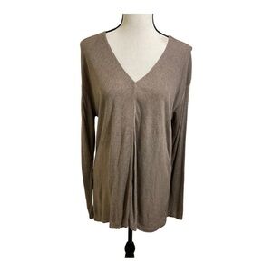 Vince womens V-neck pullover blouse long sleeve viscose silk blend large…